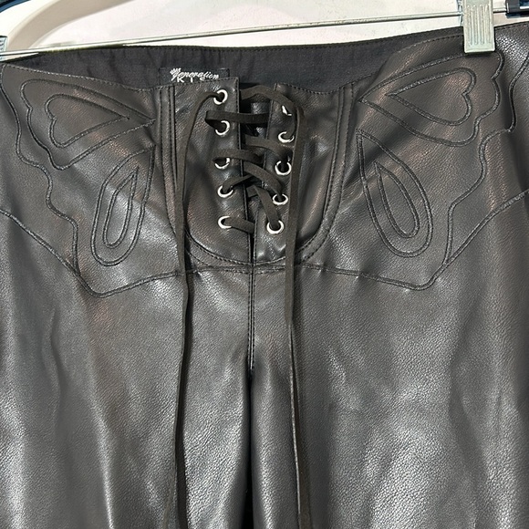 New Generation Kiss Butterfly lace up vegan leather flare leg pants plus xxl - Picture 2 of 9